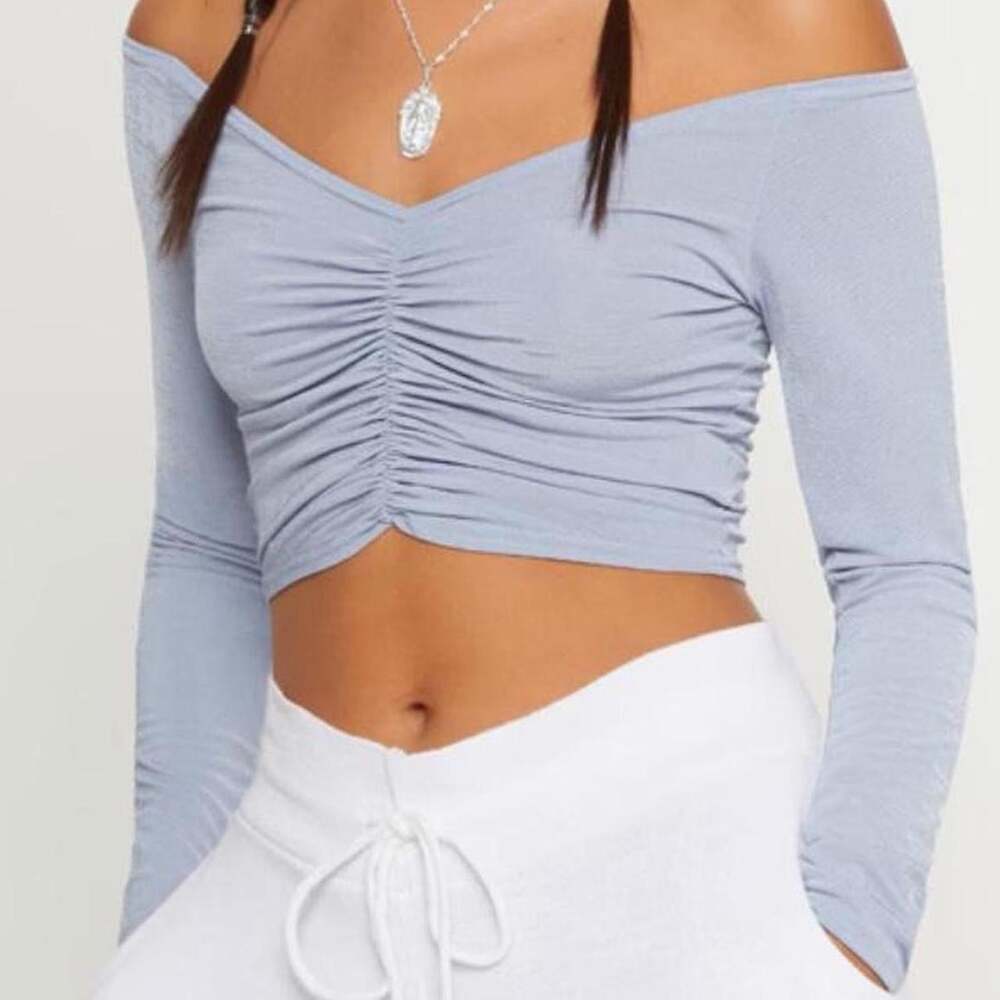 PrettyLittleThing Women's Blue Crop-top